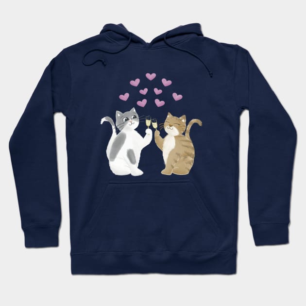 Cats and pink hearts Hoodie by AbbyCatAtelier